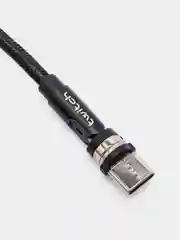 Черный usb кабель для зарядки магнитный Twitch 2.1 А 1 - метровый, поворот 180 градусов