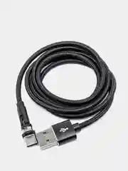 Черный usb кабель для зарядки магнитный Twitch 2.1 А 1 - метровый, поворот 180 градусов