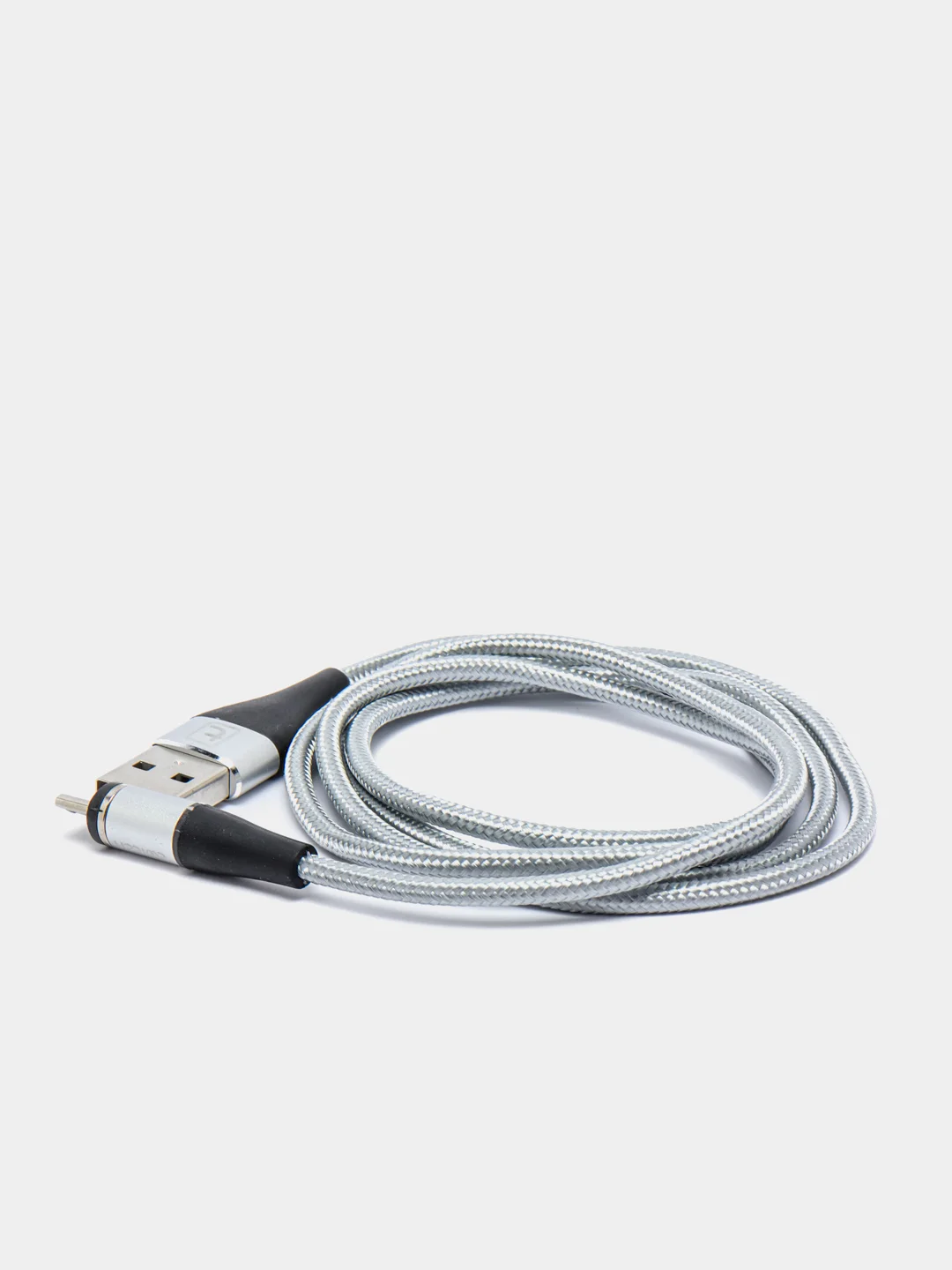 Серебряный usb кабель Twitch для быстрого заряда 2.4 А + магнитный коннектор micro, type c, Apple Ios