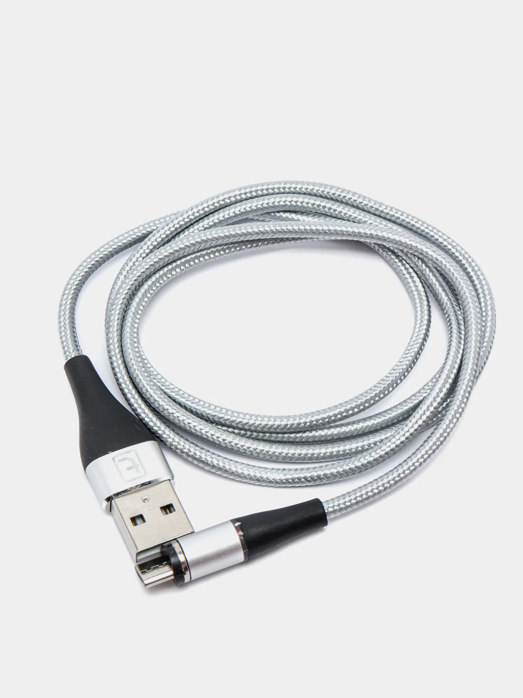 Серебряный usb кабель Twitch для быстрого заряда 2.4 А + магнитный коннектор micro, type c, Apple Ios