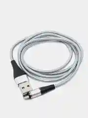 Серебряный usb кабель Twitch для быстрого заряда 2.4 А + магнитный коннектор micro, type c, Apple Ios