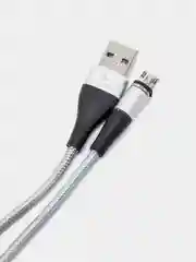 Серебряный usb кабель Twitch для быстрого заряда 2.4 А + магнитный коннектор micro, type c, Apple Ios