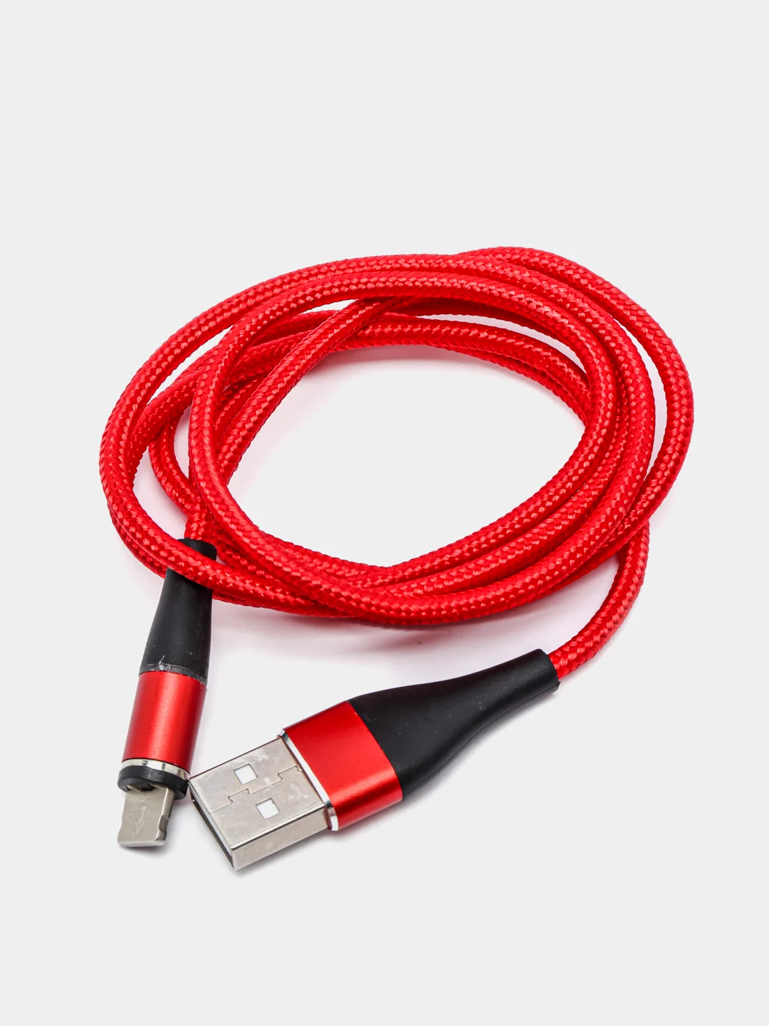Красный usb кабель Twitch для быстрого заряда 2.4 А + магнитный коннектор micro, type c, Apple Ios