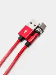 Красный usb кабель для зарядки магнитный Twitch 2.1 А 1 - метровый, поворот 180 градусов