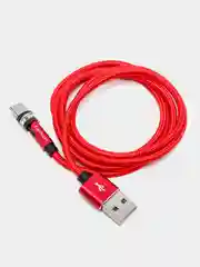 Красный usb кабель для зарядки магнитный Twitch 2.1 А 1 - метровый, поворот 180 градусов