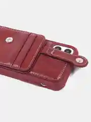 Красный чехол кожаный с карманом под пластиковые карты для Aplle  iPhone 11