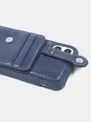 Синий чехол кожаный с карманом под пластиковые карты для Aplle  iPhone 11