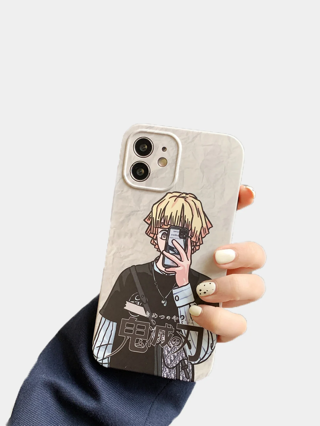 Бежевый чехол силиконовый "Клинок, рассекающий демонов" для iPhone XR, 11, 12 mini, 12 Pro, 13 Pro