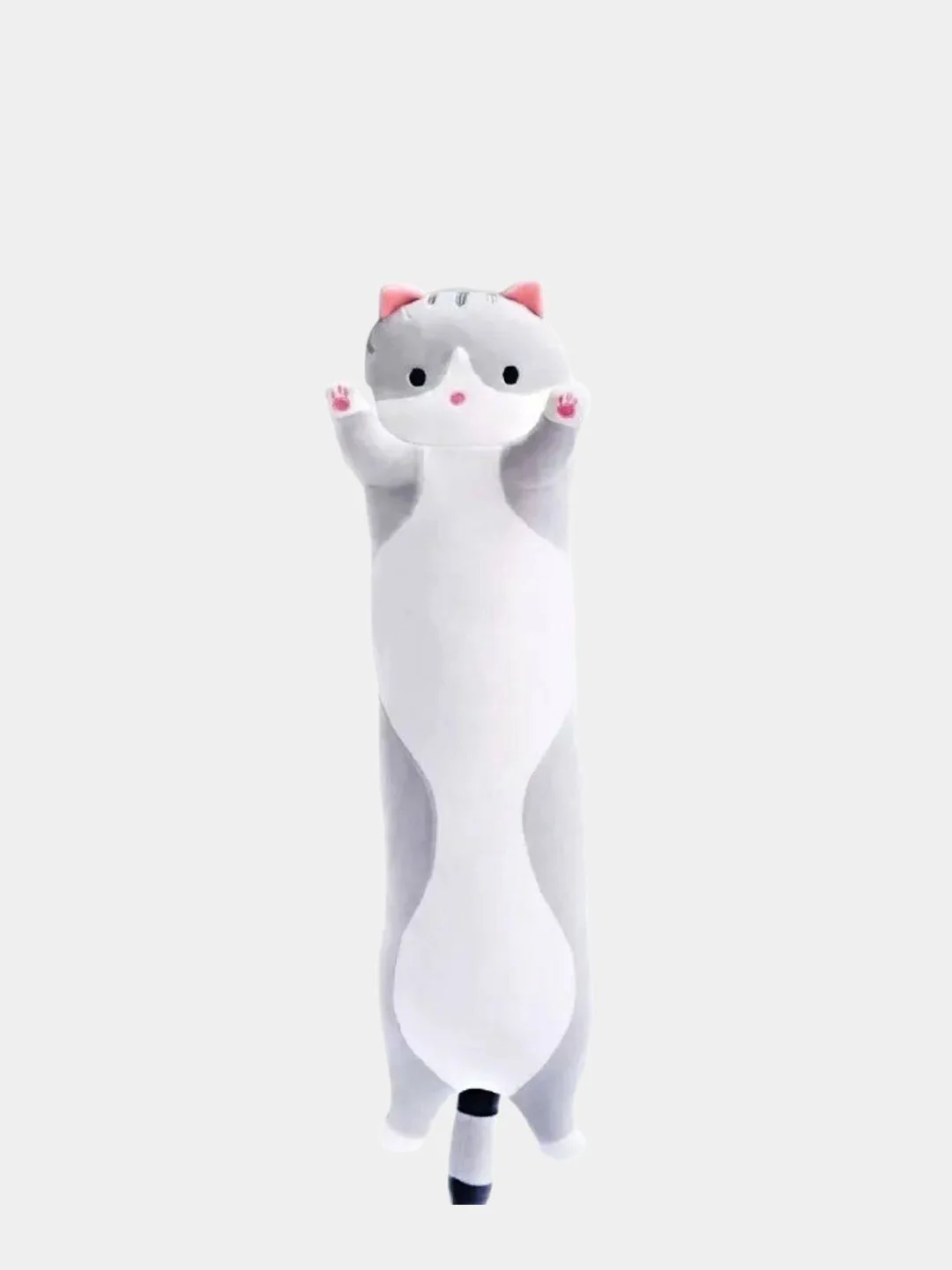 Серый меланж мягкая игрушка Кот батон / 50 70 90 / Антистресс / Кот Сосиска / Кот подушка / Кот длинный