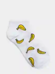 Белый носки с принтом "Banana", высокие, унисекс