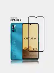 Защитное стекло КАРТОФАН для Tecno Spark 7, с олефобным покрытием и черной рамкой
