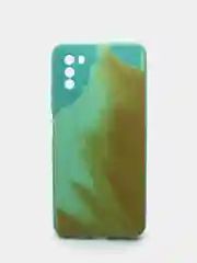 Зеленый чехол силиконовый с акварельным принтом и защитой камеры для Poco M3 (покофон)