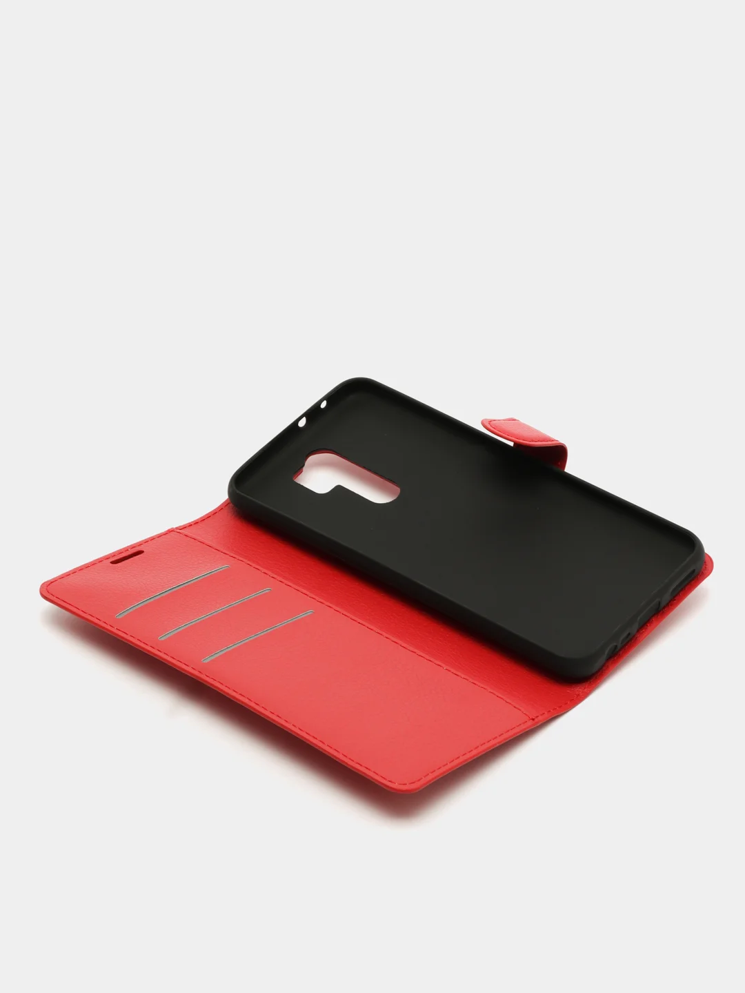 Красный чехол-книжка на Xiaomi Redmi 9 с магнитной застежкой