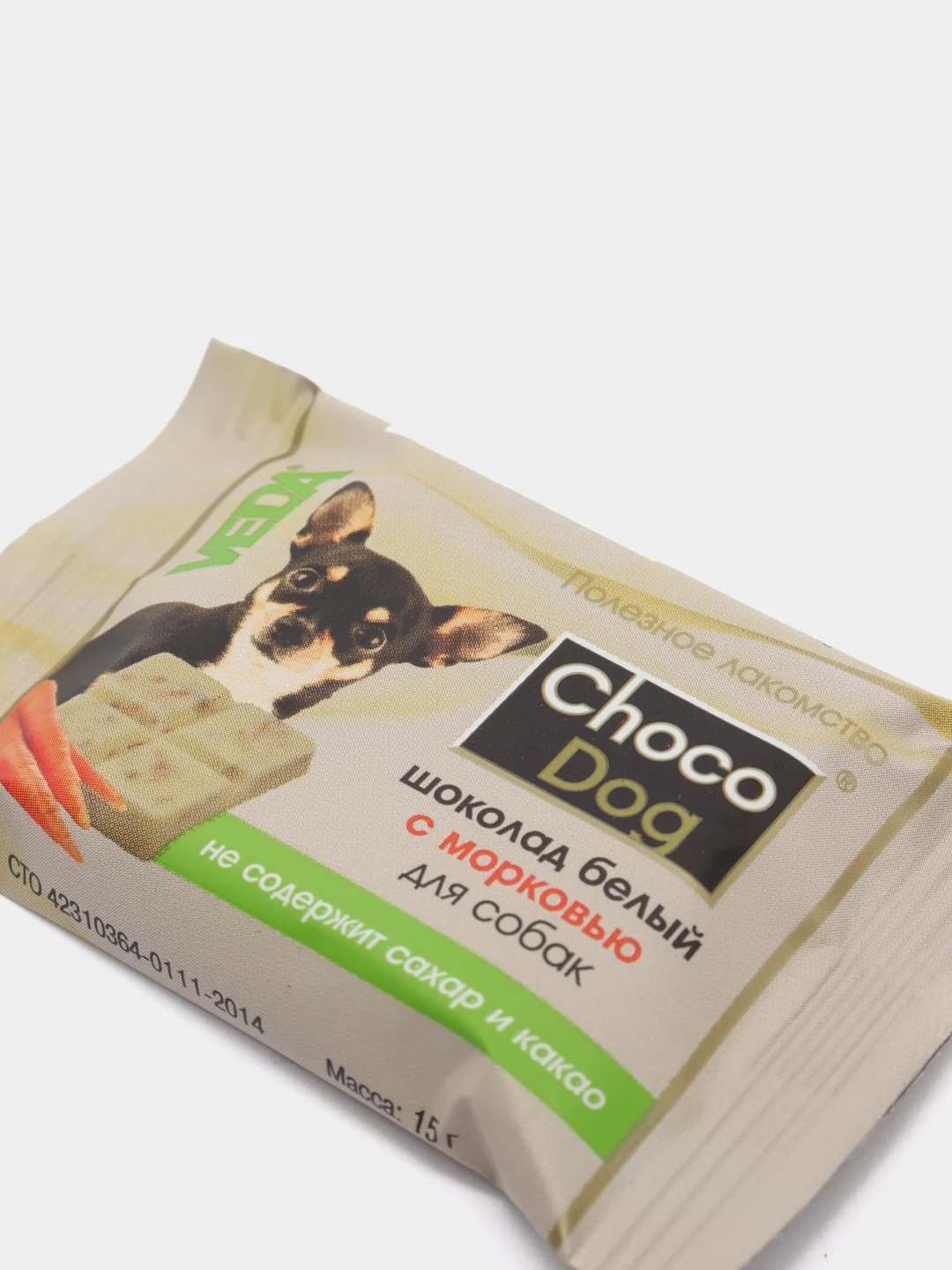 Лакомство для собак CHOCO DOG, шоколад белый, с морковью, 15 г