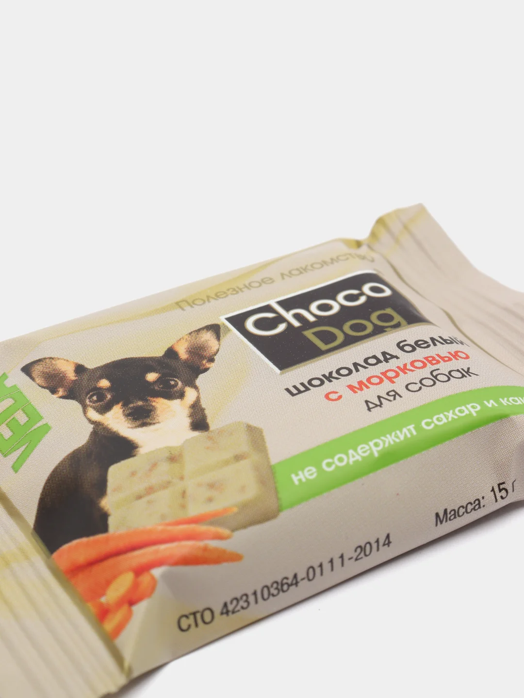 Лакомство для собак CHOCO DOG, шоколад белый, с морковью, 15 г