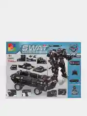 Черный конструктор "Полиция SWAT", машина-робот 2в1