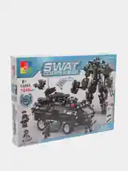 Черный конструктор "Полиция SWAT", машина-робот 2в1