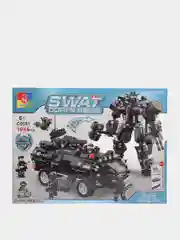 Черный конструктор "Полиция SWAT", машина-робот 2в1