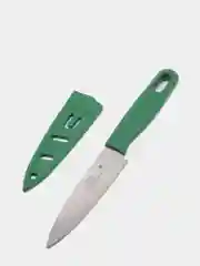 Зеленый нож туристический, в ножнах, лезвие 9,5 см
