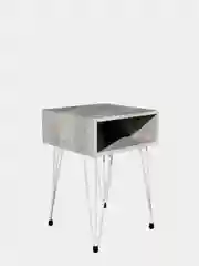 Белый приставной столик / тумба в стиле Лофт "WOODSTEEL" серии "Liverpool" с полкой 40х40х60 см