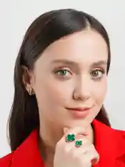 Бирюзовый двойное кольцо в форме клевера, кольцо безразмерное четырехлистник