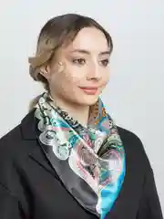 Бирюзовый атласный платок 60х60 см