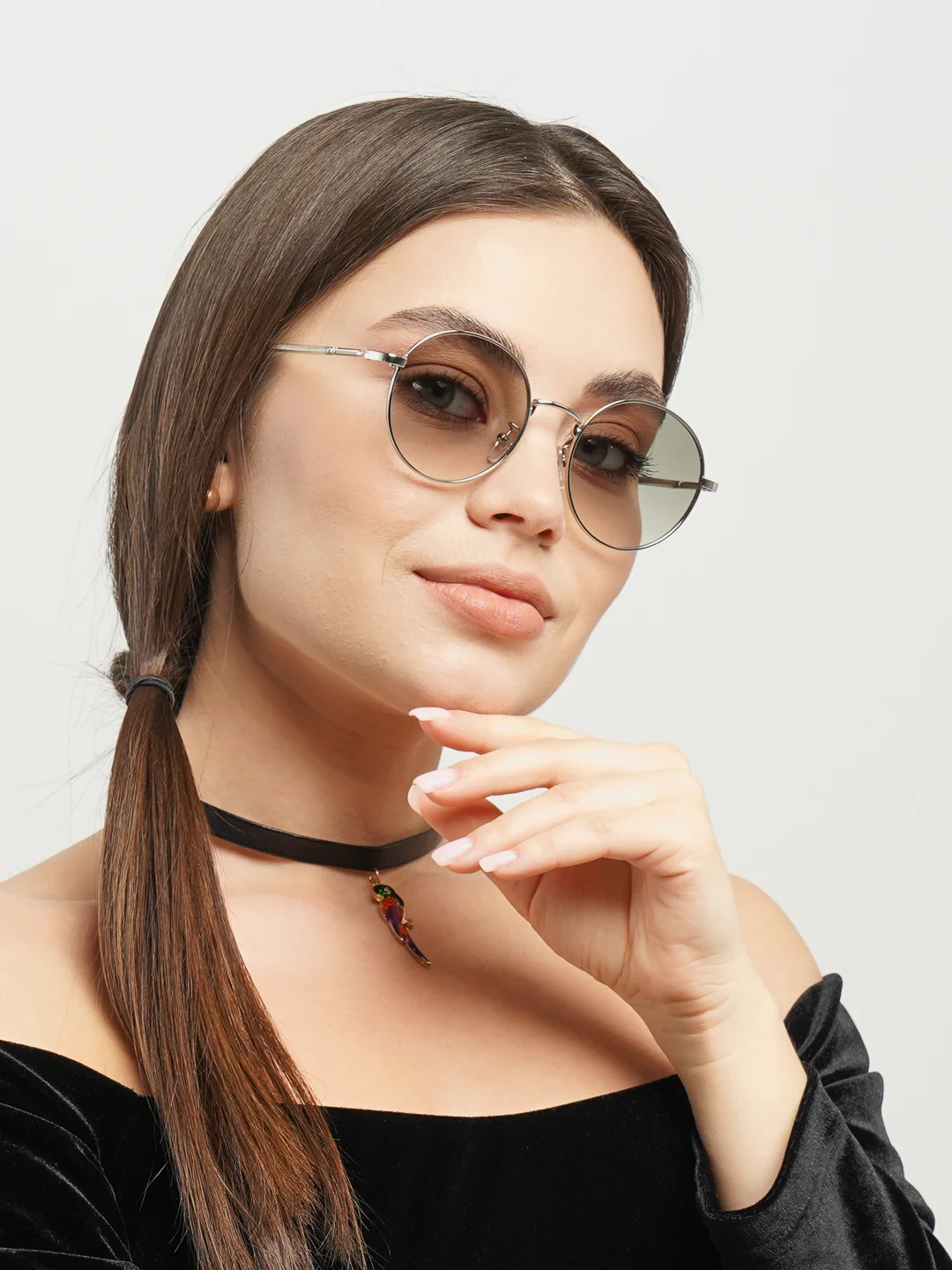 Зеленый женские солнцезащитные круглые очки MIRSEE с UF-защитой (4 цвета)