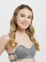 Серый бюстгальтер балконет