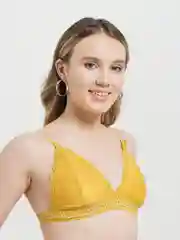 Желтый кружевной бюстгальтер