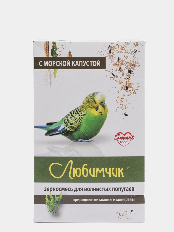 Корм для волнистых попугаев "Любимчик", с морской капустой, умное питание, 500 г