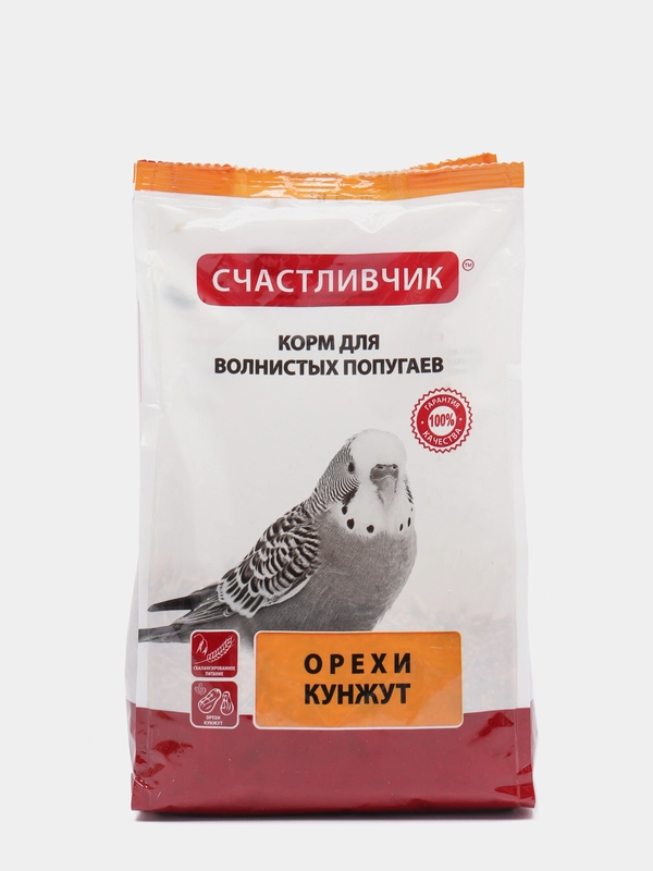 Корм для волнистых попугаев Счастливчик Орехи/кунжут, рациональное питание, 350 гр