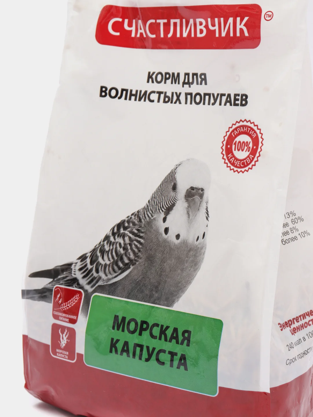 Корм для волнистых попугаев Счастливчик Морская капуста, рациональное питание, 350 гр