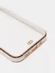 Белый чехол Накладка силиконовая с металическим ободком iPhone 13mini /13 /13pro /13proMax