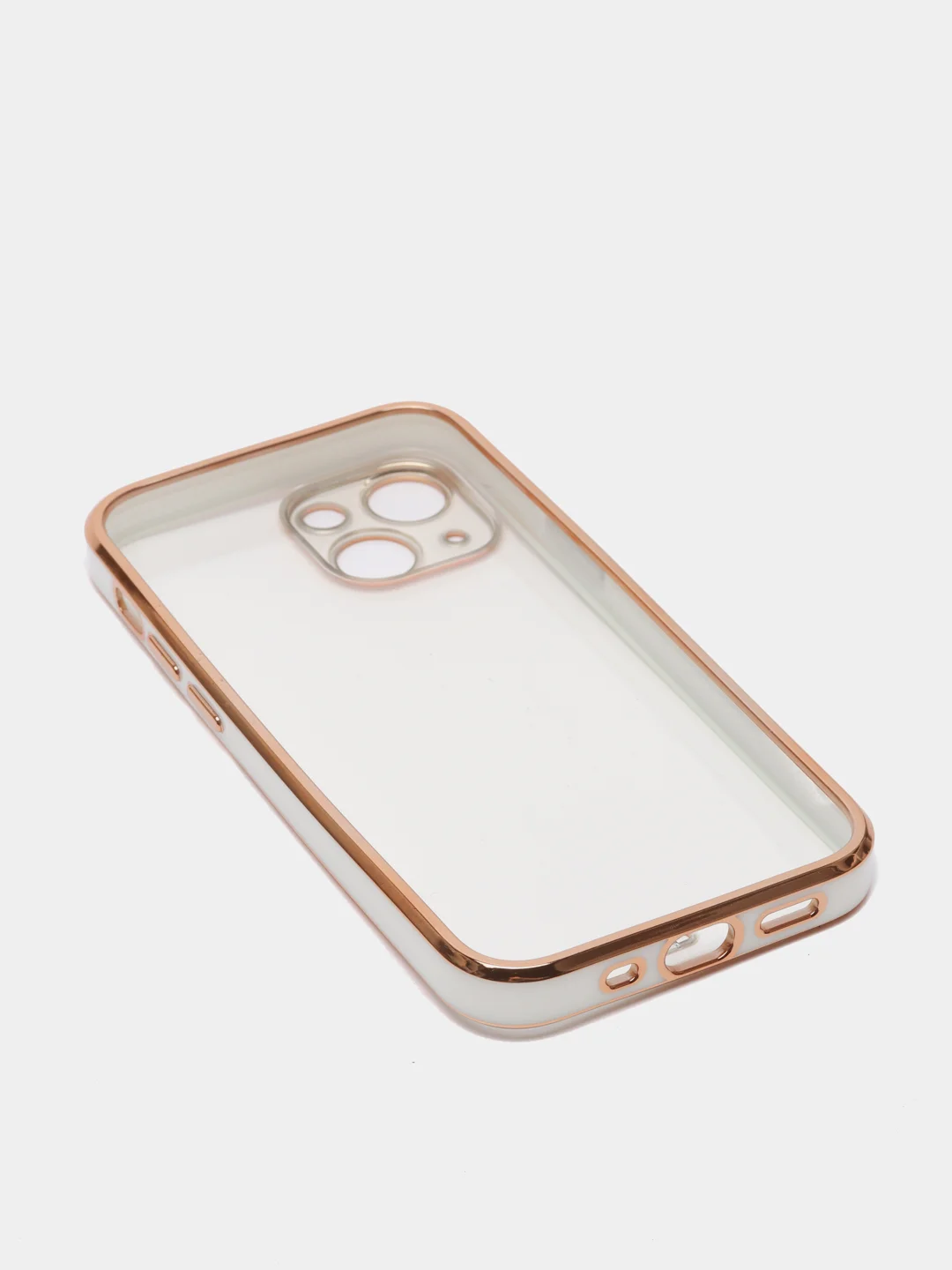 Белый чехол Накладка силиконовая с металическим ободком iPhone 13mini /13 /13pro /13proMax