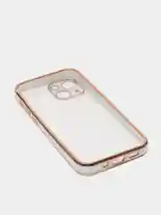 Белый чехол Накладка силиконовая с металическим ободком iPhone 13mini /13 /13pro /13proMax