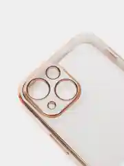Белый чехол Накладка силиконовая с металическим ободком iPhone 13mini /13 /13pro /13proMax