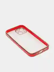 Красный чехол Накладка силиконовая с металическим ободком iPhone 13mini /13 /13pro /13proMax