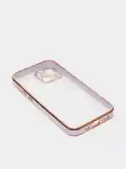 Сиреневый чехол Накладка силиконовая с металическим ободком iPhone 13mini /13 /13pro /13proMax
