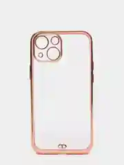 Розовый чехол Накладка силиконовая с металическим ободком iPhone 13mini /13 /13pro /13proMax