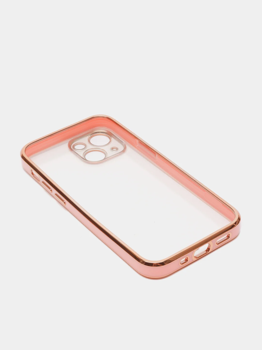 Розовый чехол Накладка силиконовая с металическим ободком iPhone 13mini /13 /13pro /13proMax