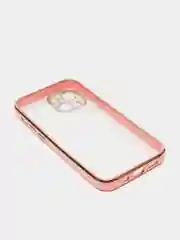 Розовый чехол Накладка силиконовая с металическим ободком iPhone 13mini /13 /13pro /13proMax