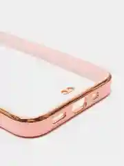 Розовый чехол Накладка силиконовая с металическим ободком iPhone 13mini /13 /13pro /13proMax