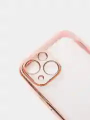 Розовый чехол Накладка силиконовая с металическим ободком iPhone 13mini /13 /13pro /13proMax