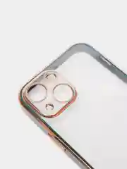 Тёмно-зелёный чехол Накладка силиконовая с металическим ободком iPhone 13mini /13 /13pro /13proMax