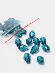 Тёмно-бирюзовый бусины стеклянные, форма  капли