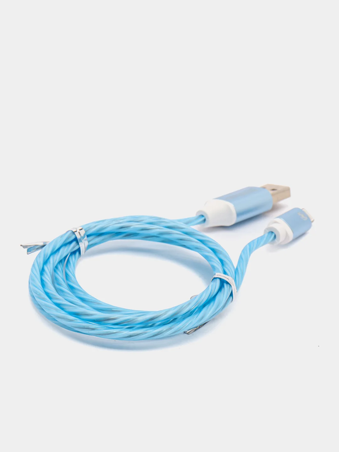 Синий светящийся кабель Lightning / micro-USB для быстрой зарядки телефона