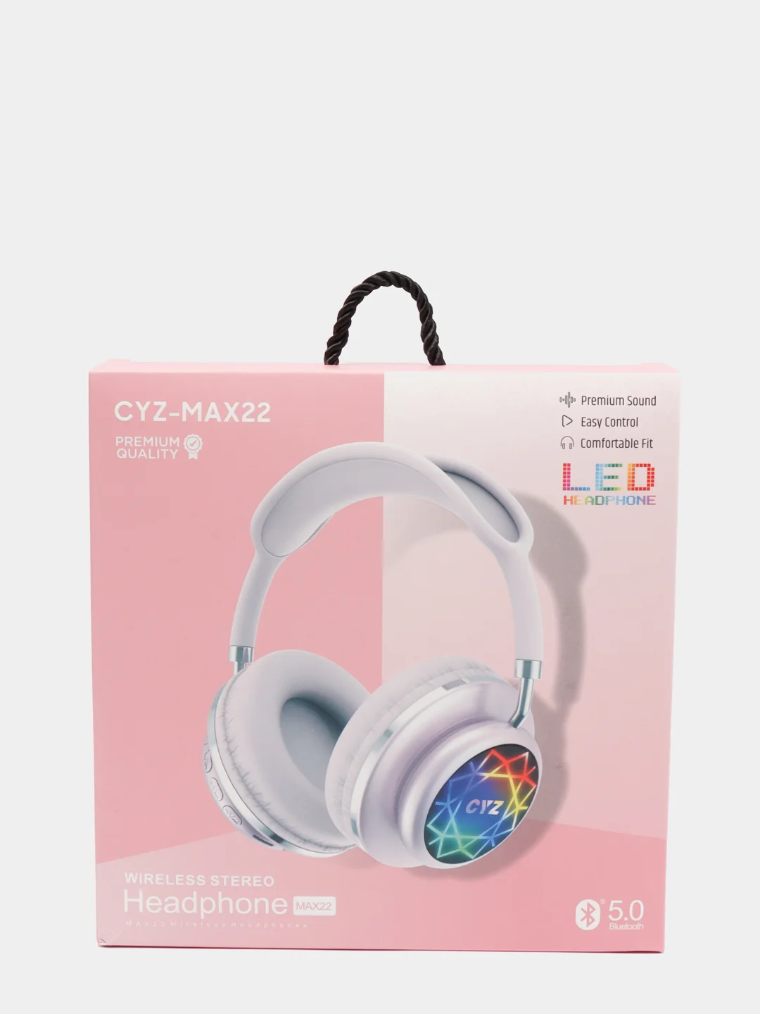 Розовый беспроводные полноразмерные наушники CYZ-MAX22 Pro, светящиеся с LED индикатором