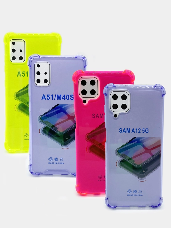 Чехол прозрачный Samsung Galaxy A51,Samsung Galaxy A12/M12 противоударный плотный неоновый