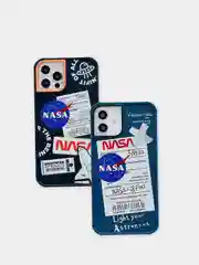 Темно-синий чехол на телефон с принтом рисунком "NASA" iPhone 7/8 Plus, XS, XR, 11, 12 Pro, 13