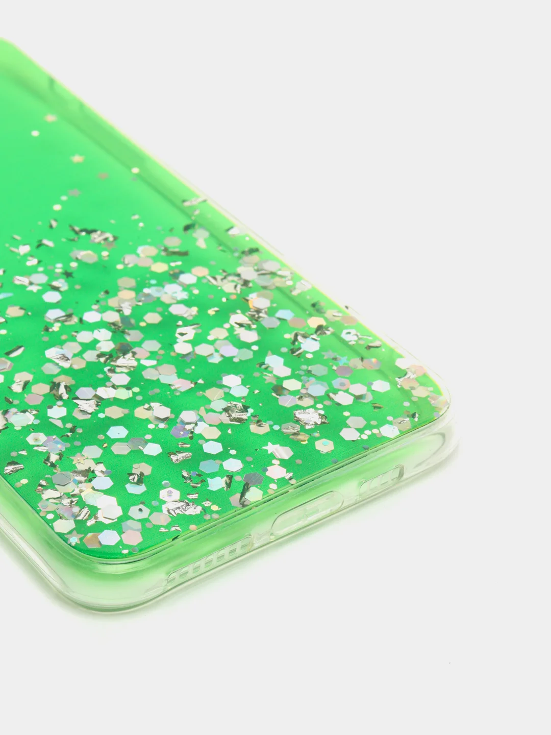 Зеленый чехол пластиковый iPhone 11 Pro, 11 Pro Max, с блестками